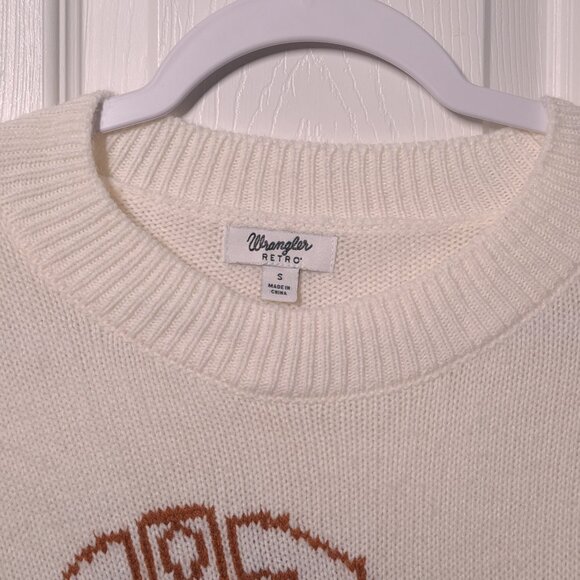 Wrangler: Cowboy Boot USED Women's Cropped Sweater (S, Cream) - Picture 3 of 7